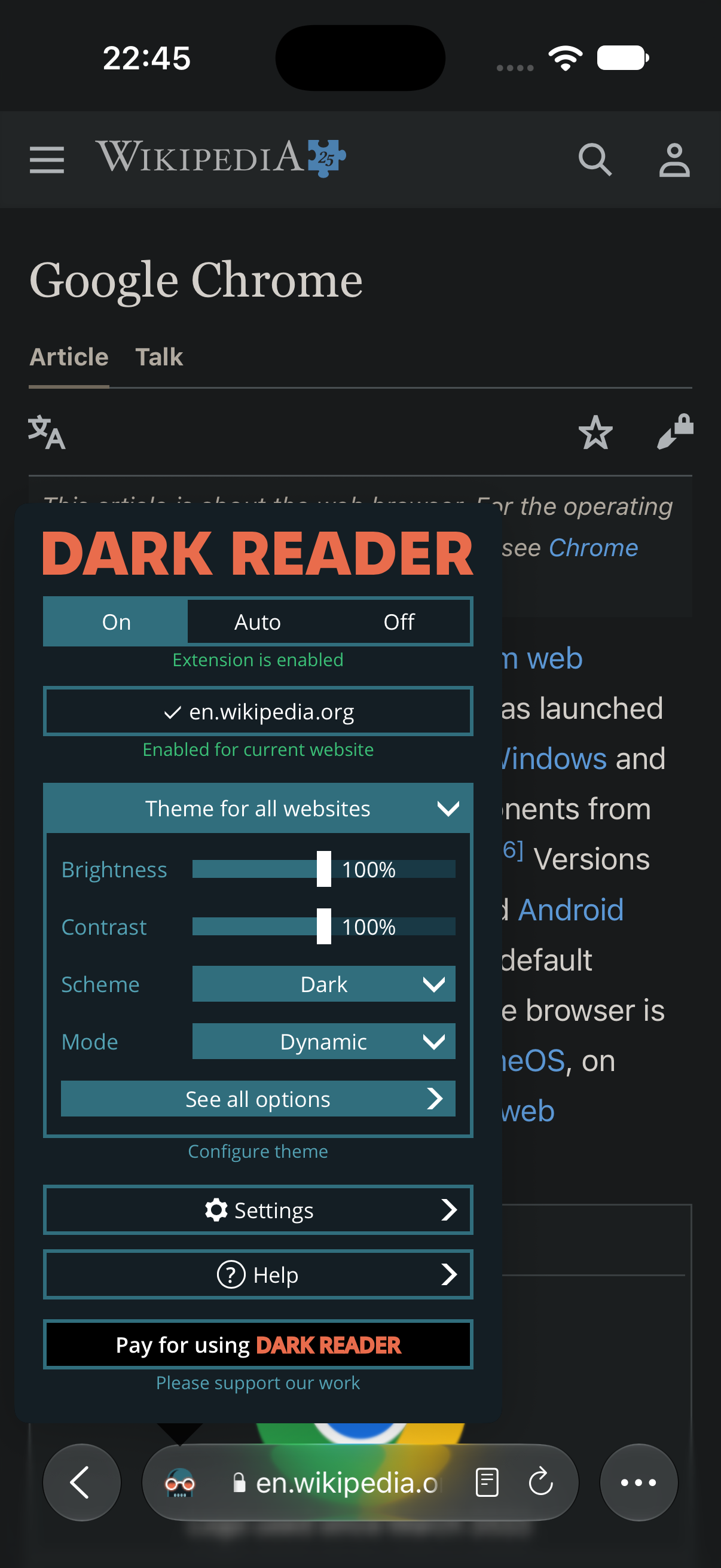 A browser extension running on a web page in Teak Browser