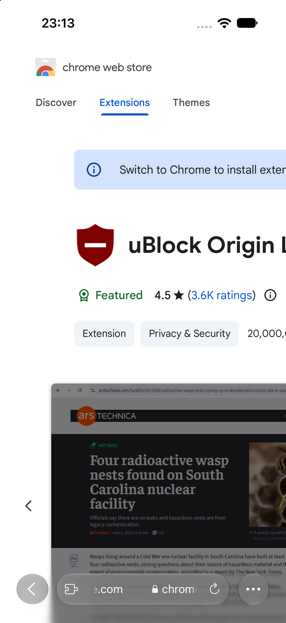 Chrome Web Store: Browse the Chrome Web Store in Teak and start installation from the extension listing.