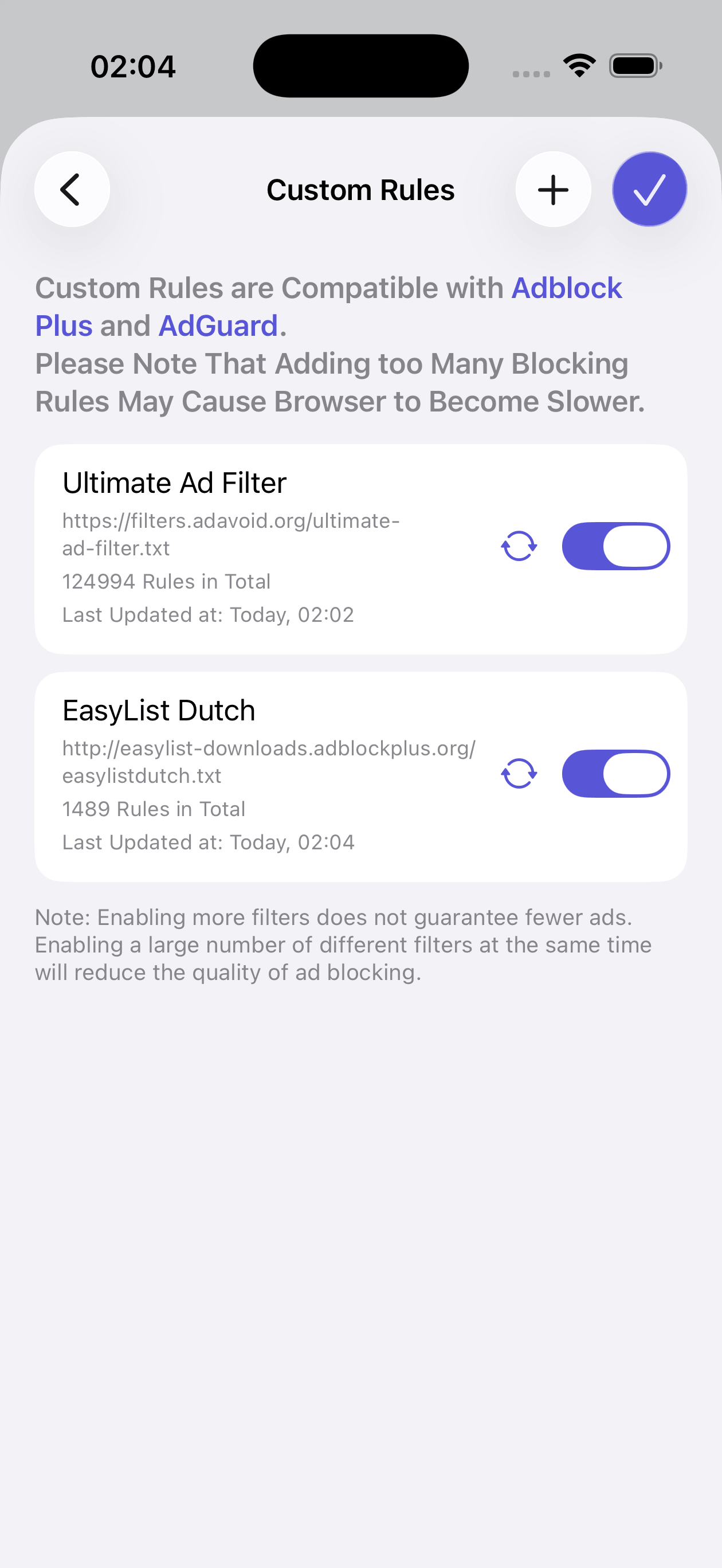 Powerful ad blocking feature screenshot in Teak Browser