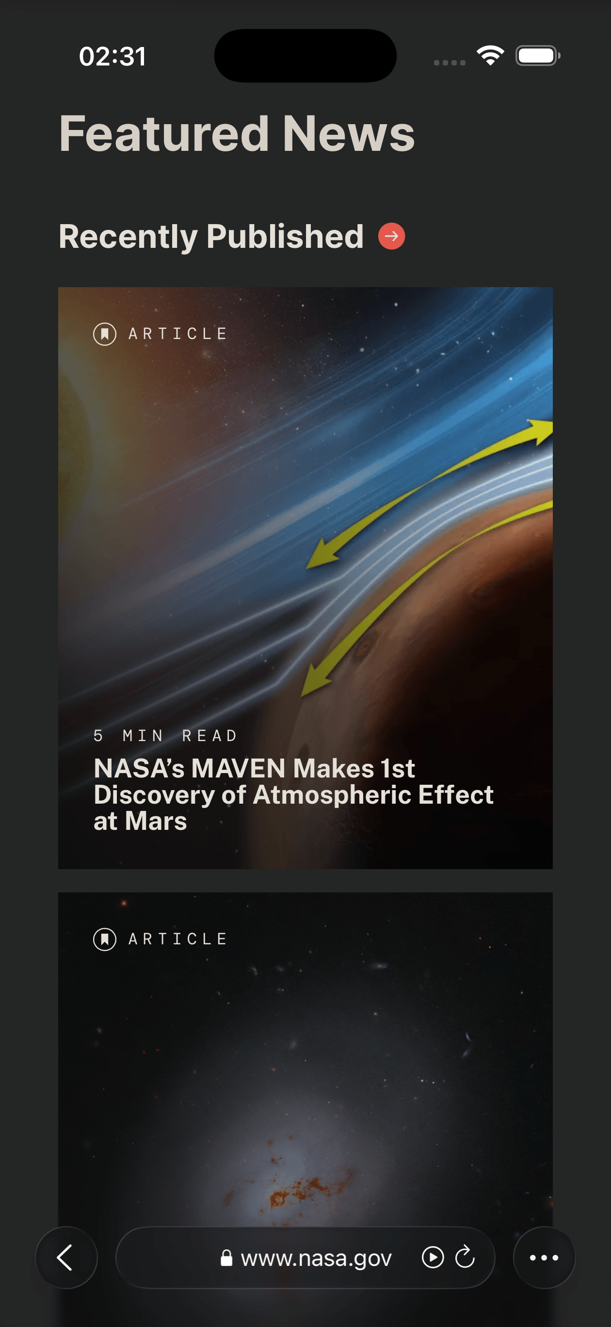 Dark mode feature screenshot in Teak Browser