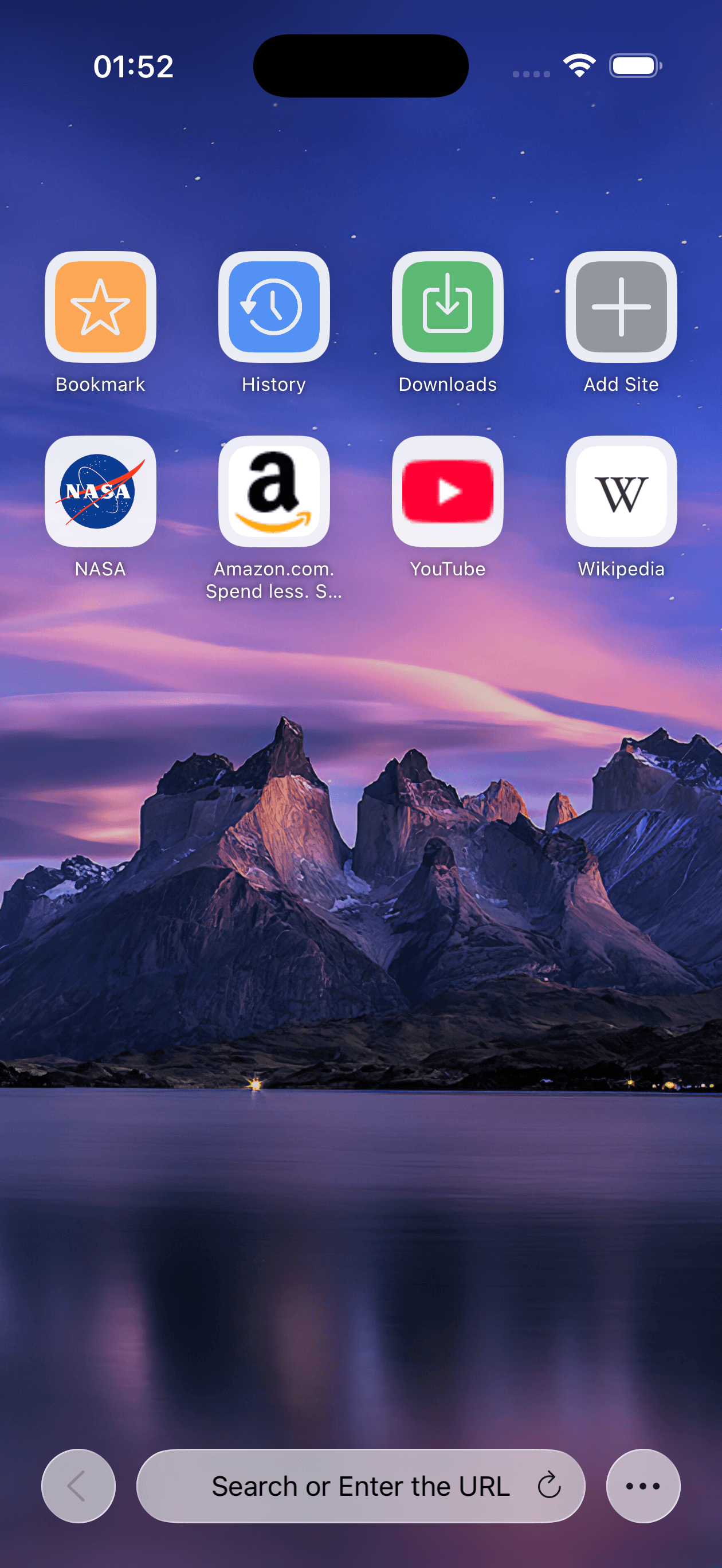 Teak Browser iOS browser home screen with ad blocking, translation, scripts, and reader tools
